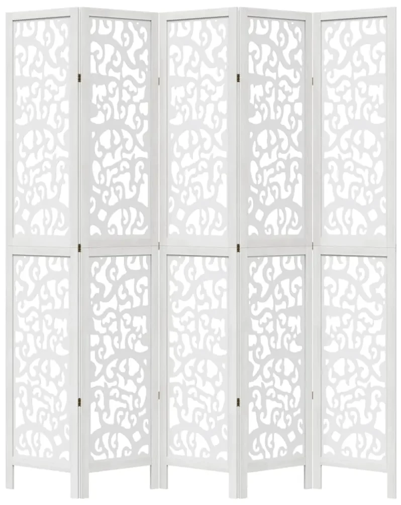 Divisorio ambienti 5pannelli bianco legno massello di paulownia