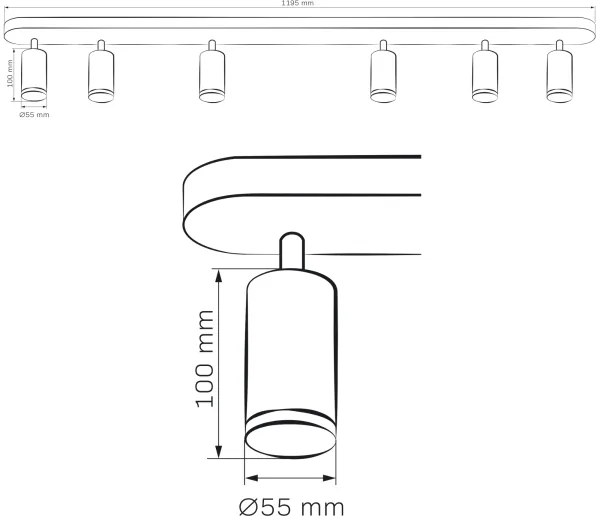 Plafoniera da bagno LED RGBW dimmerabile TURYN 6xGU10/6,5W/230V IP44 nero