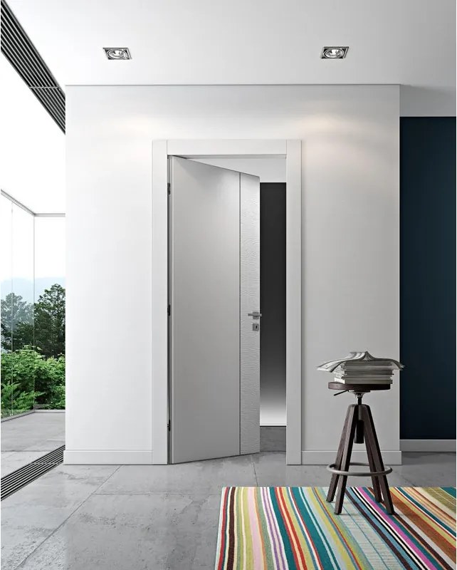 Porta interna a battente Incanto V in legno di abete colore bianco, L 80 x H 210 cm, apertura a sinistra
