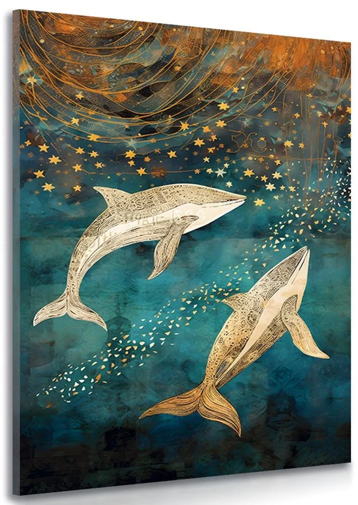 Quadro su tela – Balene nell'oceano magico