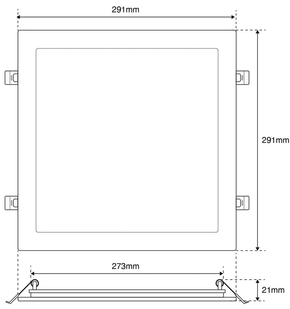 Pannello LED Quadrato 30W 3.000lm Foro 280x280mm Osram chip LED Colore Bianco Caldo 3.000K