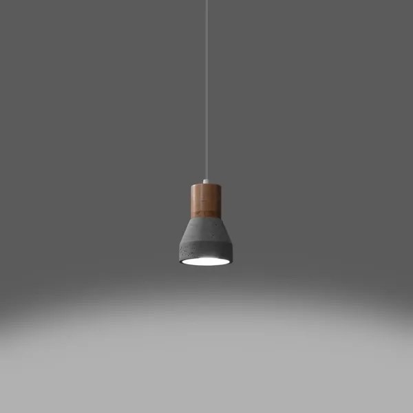 Sollux SL.0964 - Lampadario a sospensione con filo QUBIC 1xE27/60W/230V calcestruzzo/legno grigio