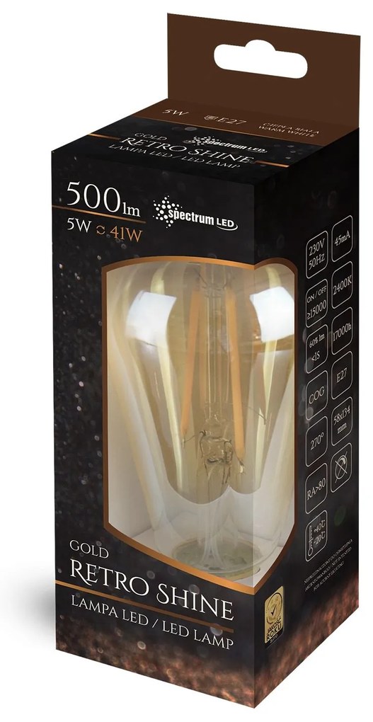 Bulbo Lampadina LED calda E-27 230V 5W Edison 14460 ST58