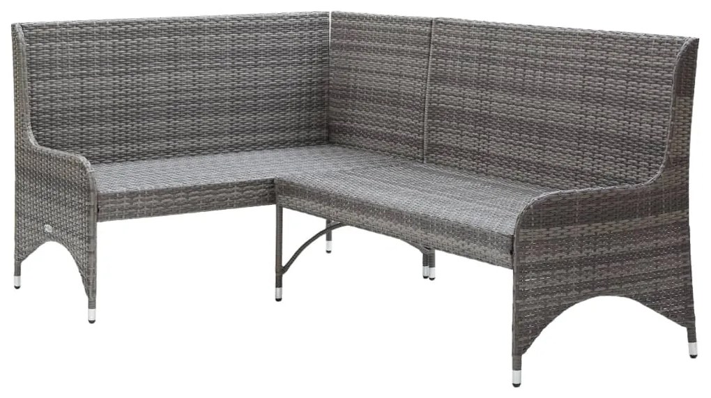 Divani angolari da giardino 2 pz in polyrattan grigio