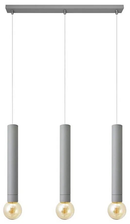 Lampadario a sospensione con filo TUBA 3xE27/15W/230V grigio