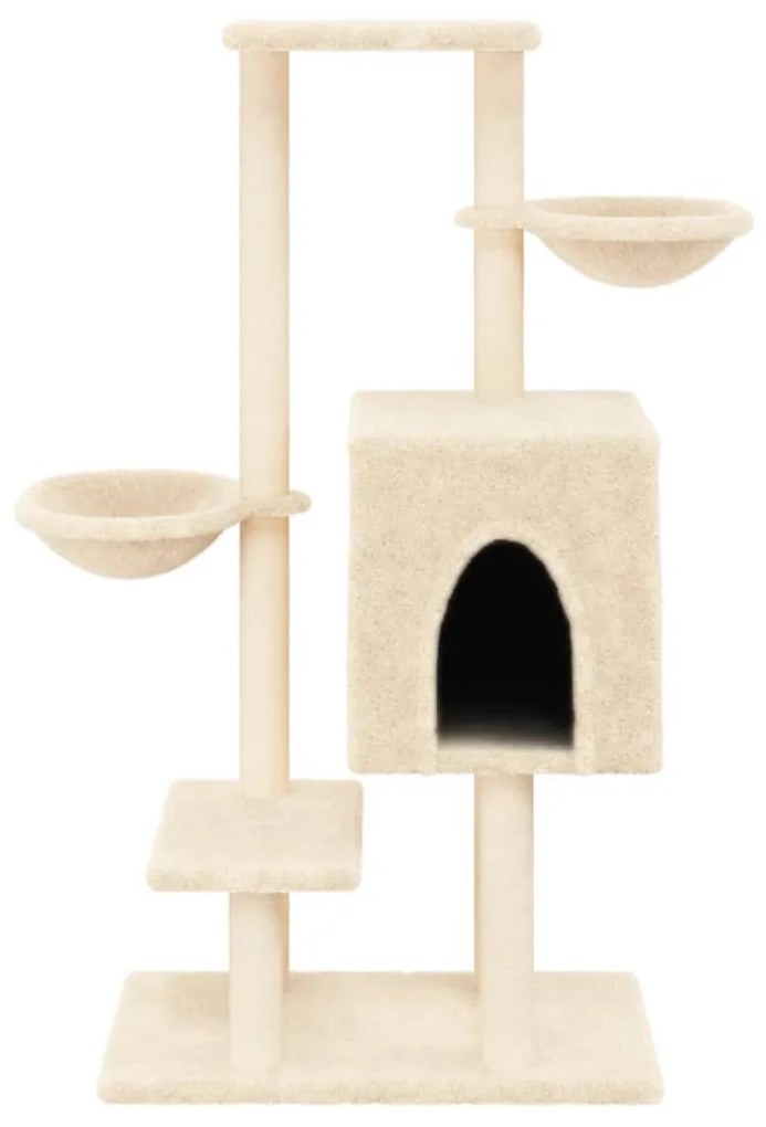 Albero per gatti con tiragraffi in sisal crema 117 cm