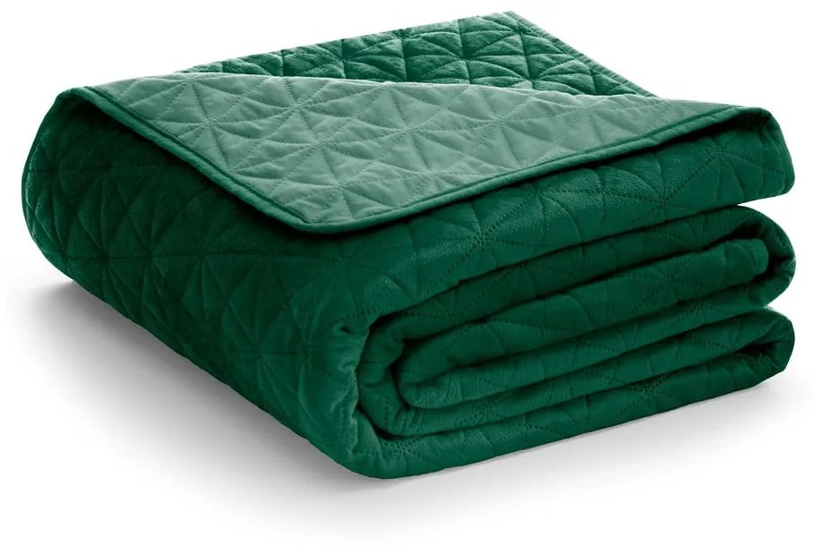 Copriletto verde in velluto con rivestimento trapuntato 240x260 cm Laila – Restilo