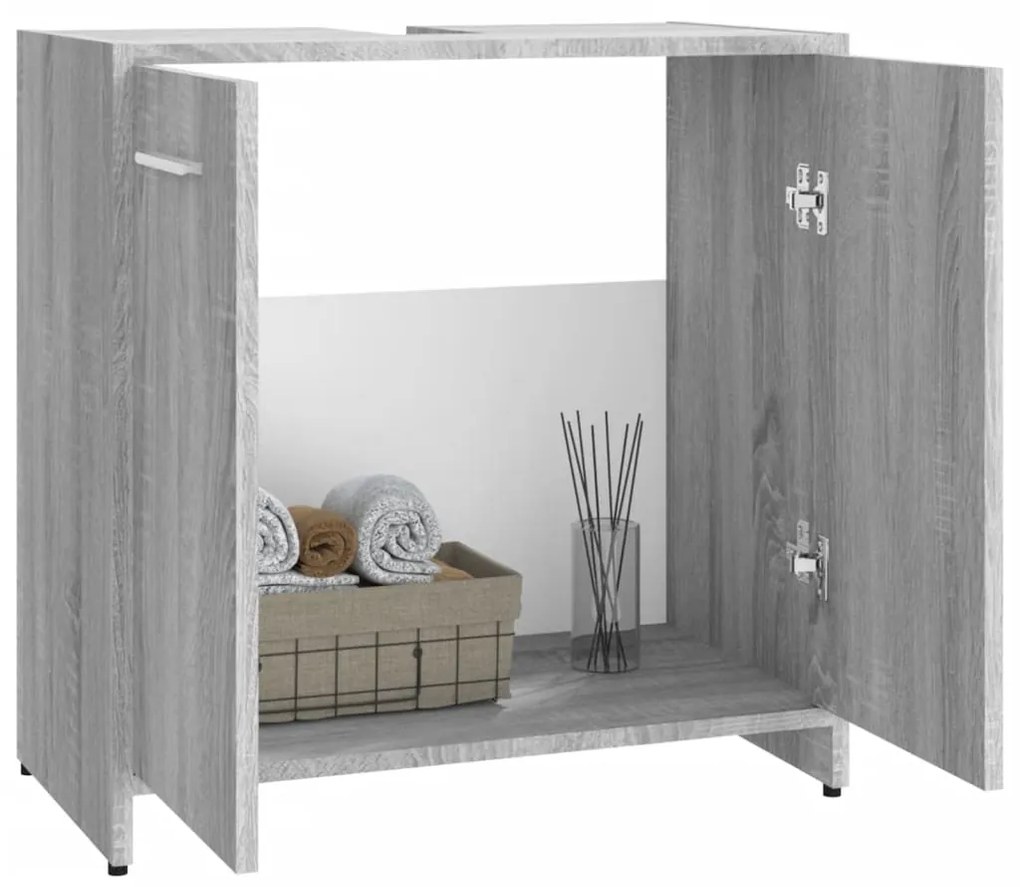 Armadietto bagno grigio sonoma 60x33x60 cm in legno multistrato