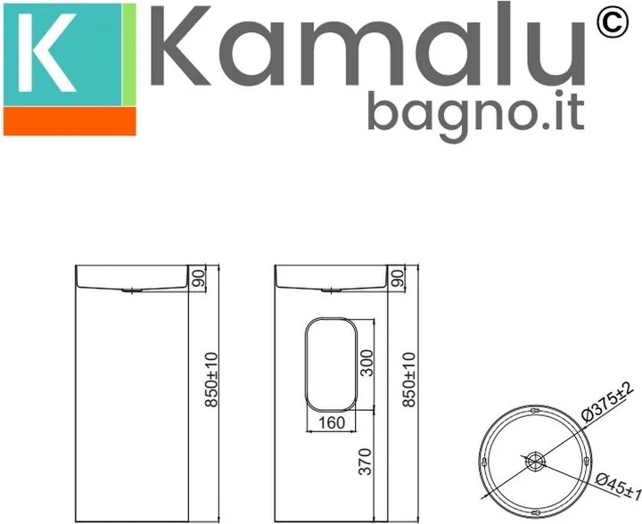 Lavabo da terra cilindrico con drenaggio laterale finitura oro | KG46000L - KAMALU