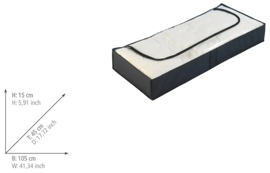 Contenitore nero sotto il letto , 105 x 45 cm Deep Black - Wenko