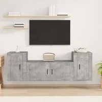 Set di Mobili Porta TV 3 pz Grigio Cemento in Legno Multistrato 3188514