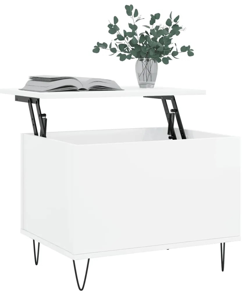 Tavolino Salotto Bianco Lucido 60x44,5x45 cm Legno Multistrato