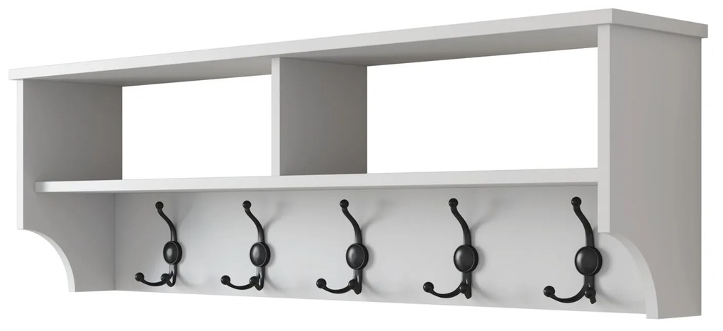 Mensola con appendiabiti 120x22x37 cm bianco