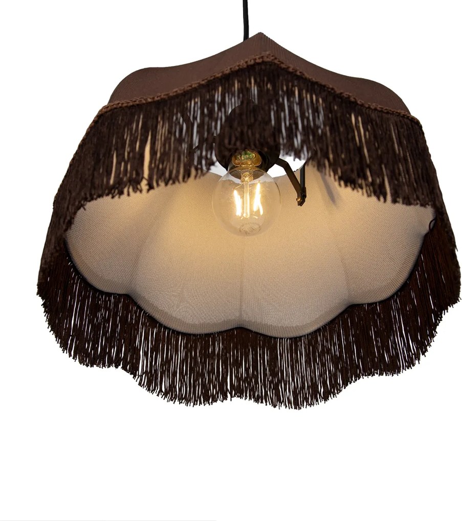 Lampada a sospensione nera con paralume marrone e interno bianco 31,5 cm 3 luci - Cava