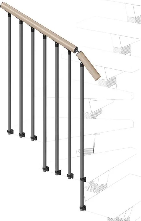 Balaustra in kit IRIS Vida Giro in legno grigio antracite, corrimano in legno bianco, L 133 cm fissaggio a parete