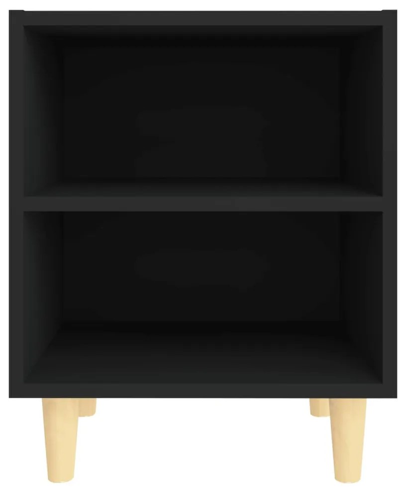 Comodino con gambe in legno massello nero 40x30x50 cm