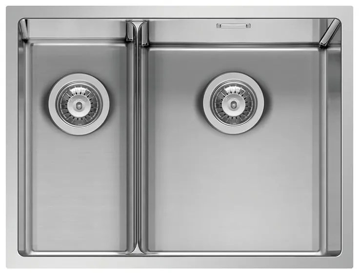 Lavello sottotop 2 vasche in inox argento PYRAMIS Low Divide L 44 x L 58 cm