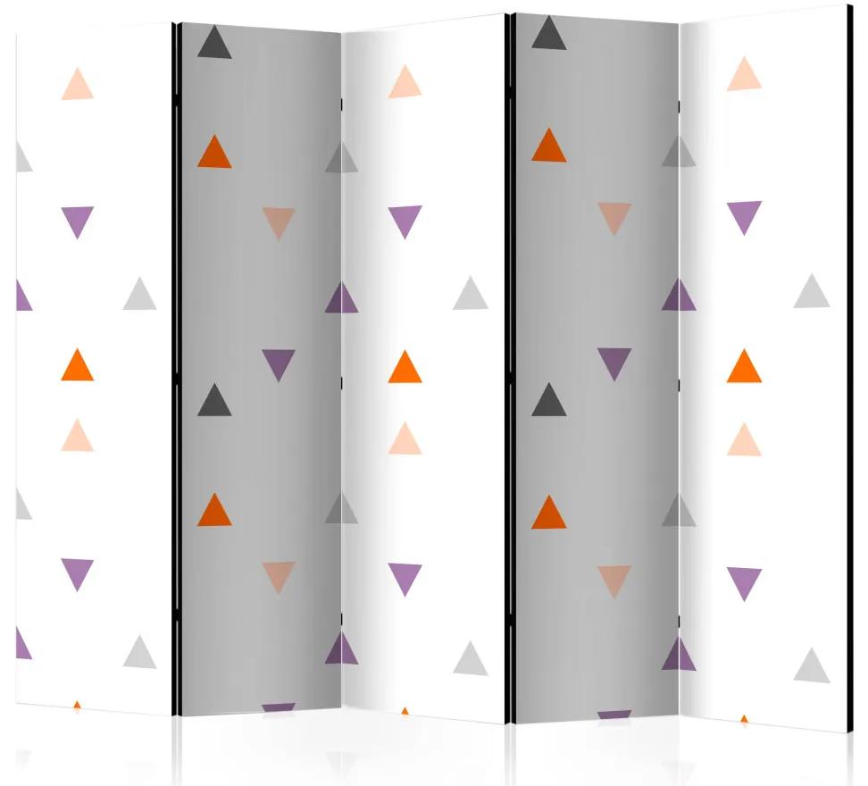 Paravento design Pioggia di Triangoli II (5-parti) - sfondo chiaro a motivo geometrico