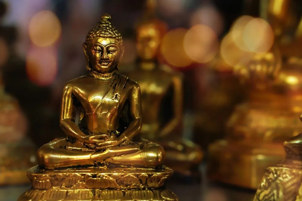 Carta da parati autoadesiva – Buddha con sfondo astratto