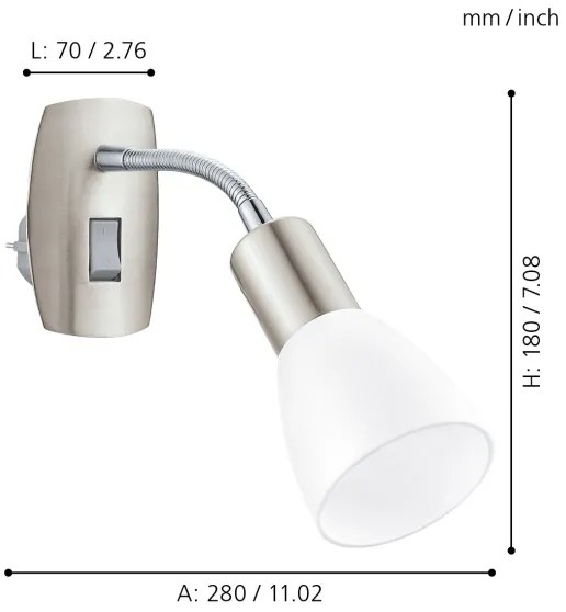 EGLO 92935 - Applique con spina integrata DAKAR 3 1xE14/25W