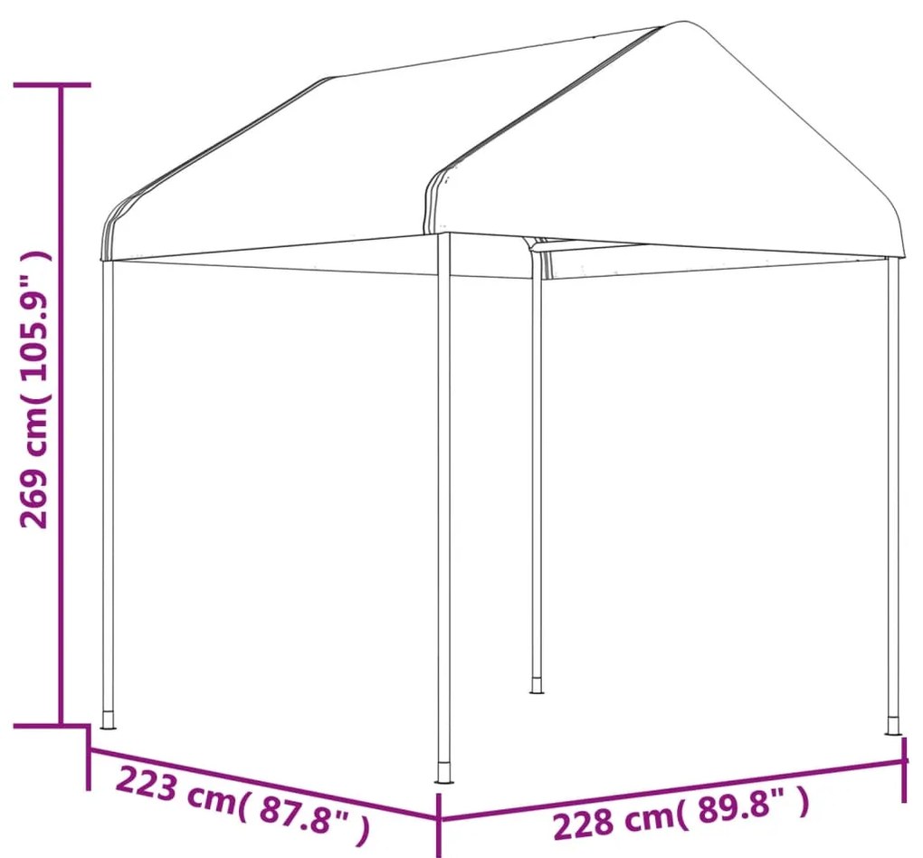 Gazebo con Tetto Bianco 4,46x2,28x2,69 m in Polietilene