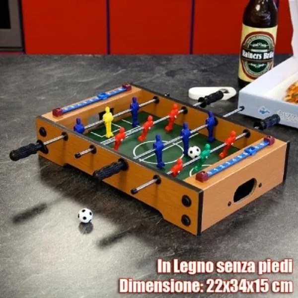 Trade Shop - Mini Calcetto Da Tavolo Struttura In Legno E Sagome In Plastica Pallina Inclusa