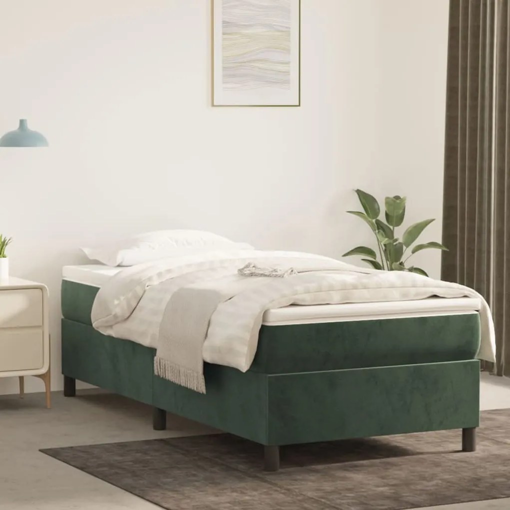Giroletto Senza Materasso Verde Scuro 100x200 Cm İn Velluto /