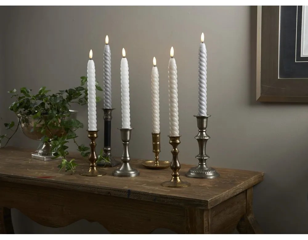 Set di 2 candele LED in cera grigia, altezza 25 cm Flamme Swirl Antique - Star Trading