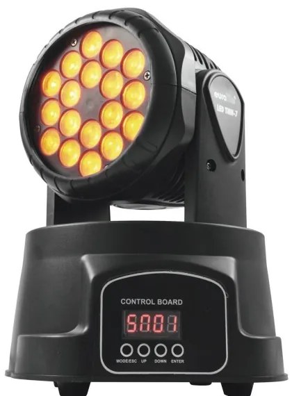 Trade Shop - Proiettore Testa Mobile Rotante Effetti Luce Discoteca Dmx 512 Rgb 18 Led 52w