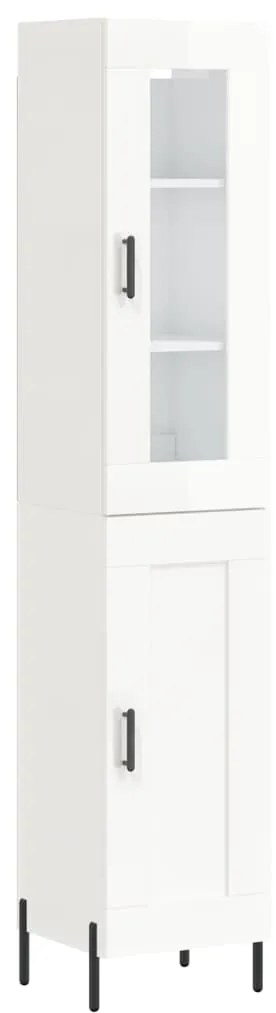 Credenza 34,5x34x180 cm in legno multistrato bianco lucido