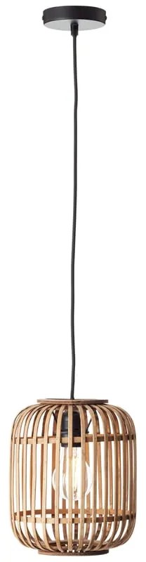 Lampadario Moderno Woodrow nero paralume marrone E27 Ø21cm BRILLIANT