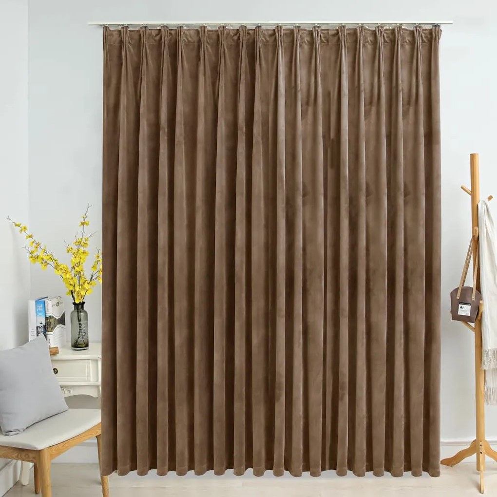 Tenda Oscurante Con Ganci Beige İn Velluto 290x245 Cm /