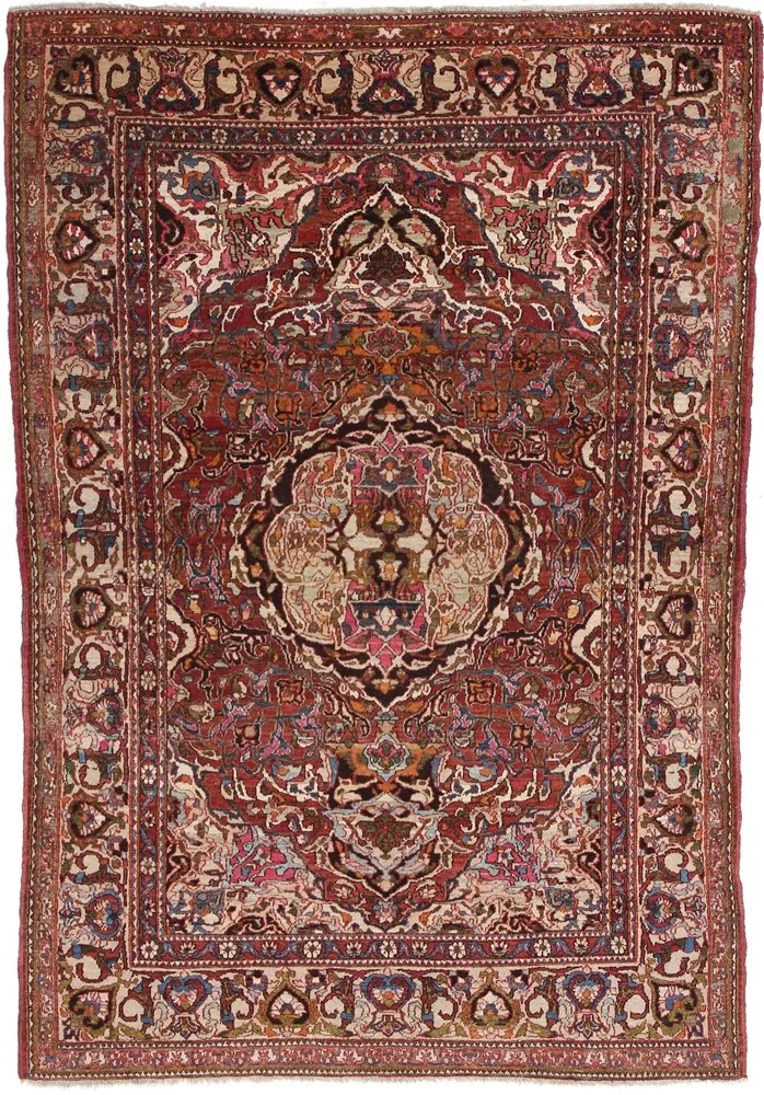 Isfahan Tappeto 210 x 140 Rosa (Iran) Annodato A Mano