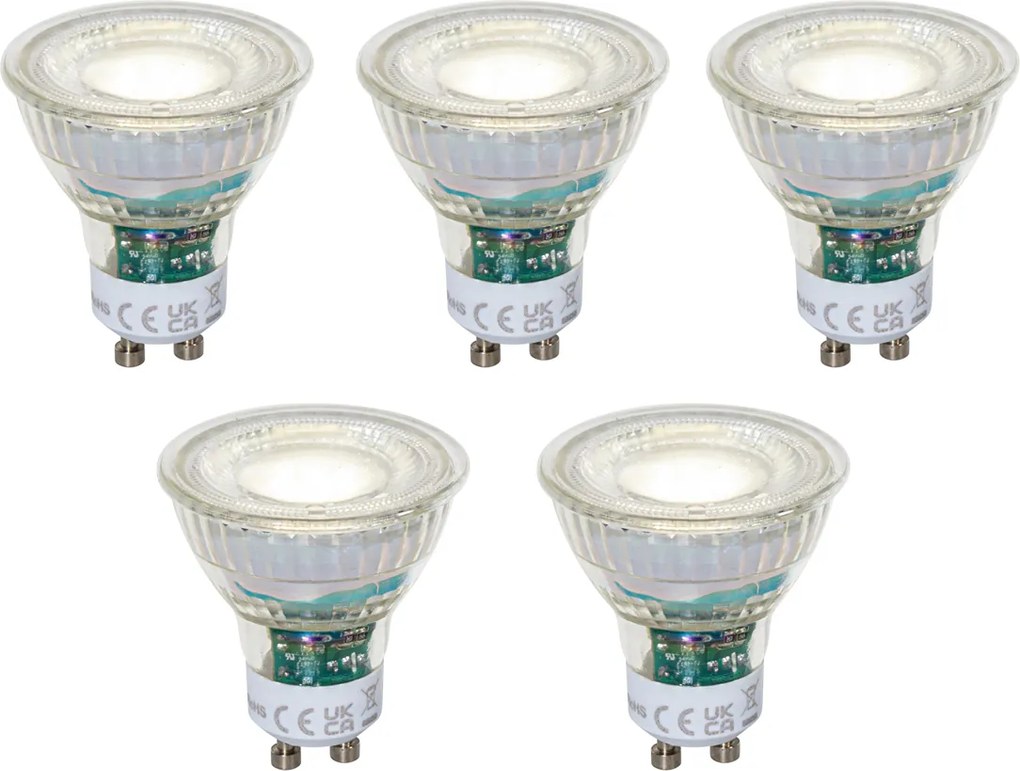 Set di 5 Lampadine LED GU10 50mm dimmerabili chiare 2.5W 450 lm 4000K