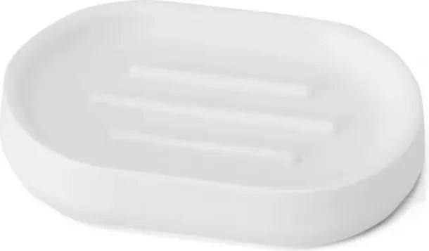 Porta sapone bagno bianco crema design tondo in plastica Pop