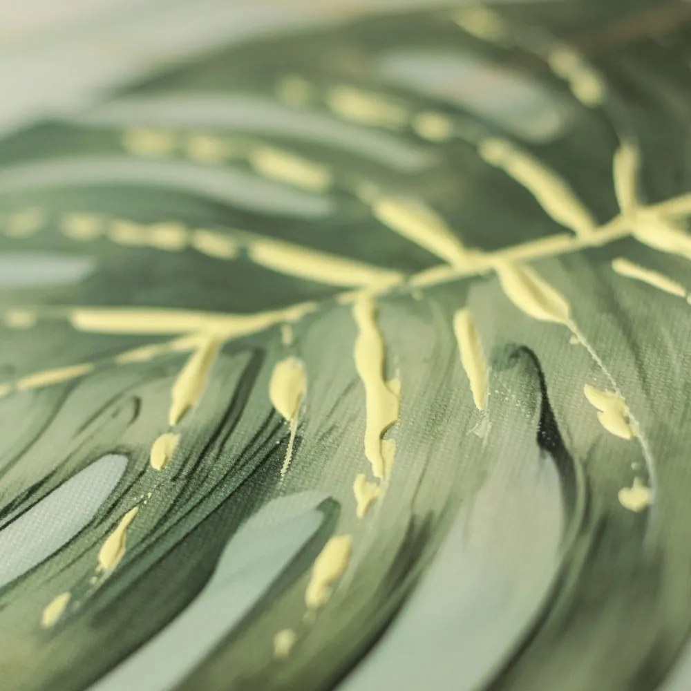 Quadro con elementi dipinti a mano 70x100 cm Monstera - Styler