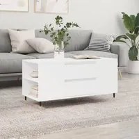 Tavolino da Salotto Bianco 102x44,5x50 cm in Legno Multistrato 830988