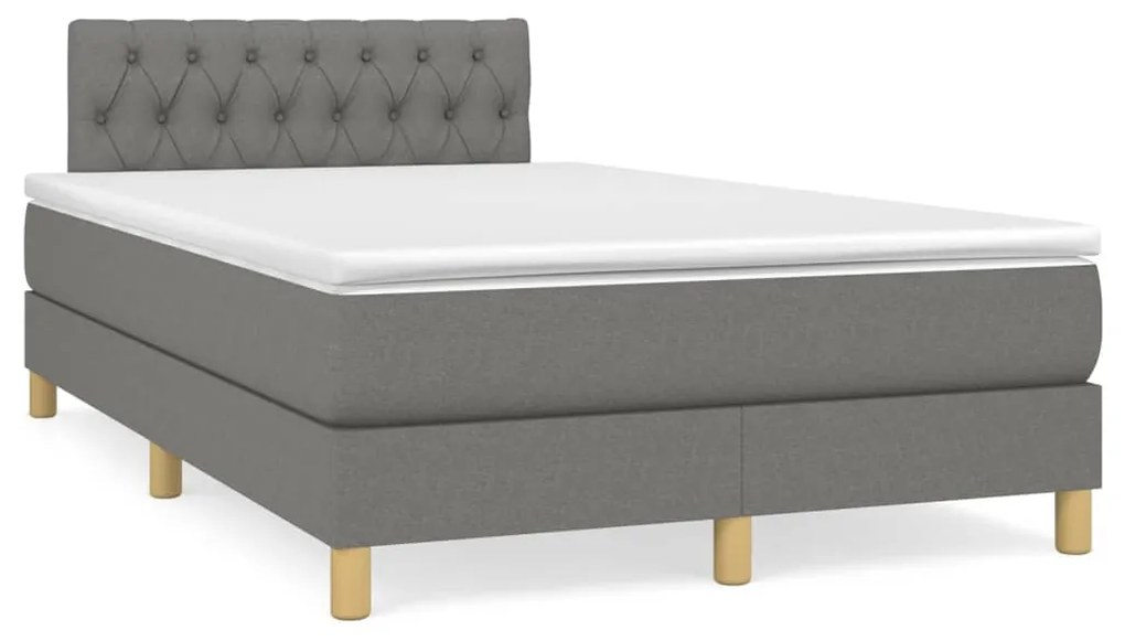 Letto a molle materasso e led grigio scuro 120x190cm in tessuto