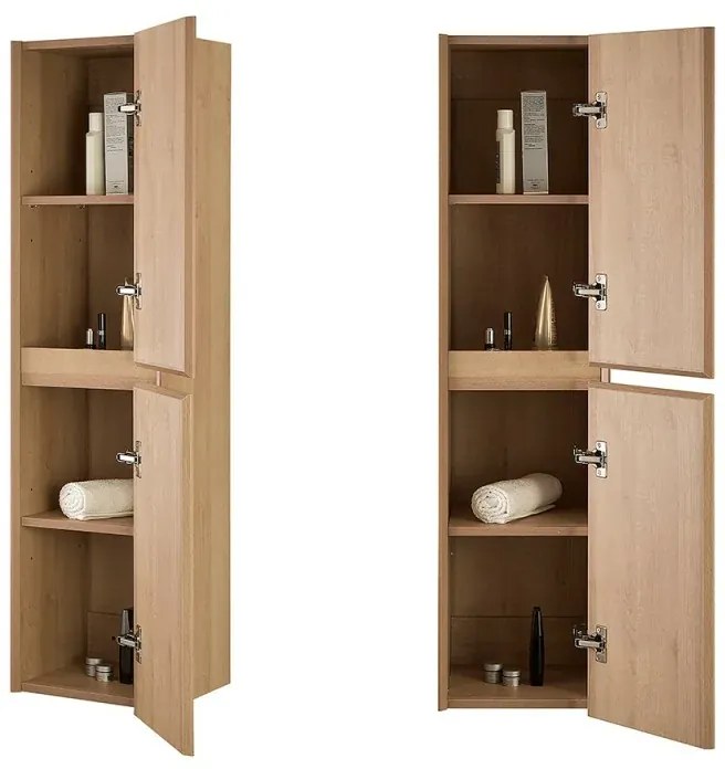 Colonna bagno sospesa 120 cm noce gold con ripiani regolabili Dafne