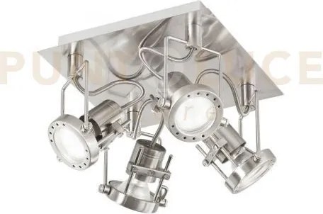 Spot led techno nickel 4 luci attacco gu10 led 5w 400lm 2700k 23x26...