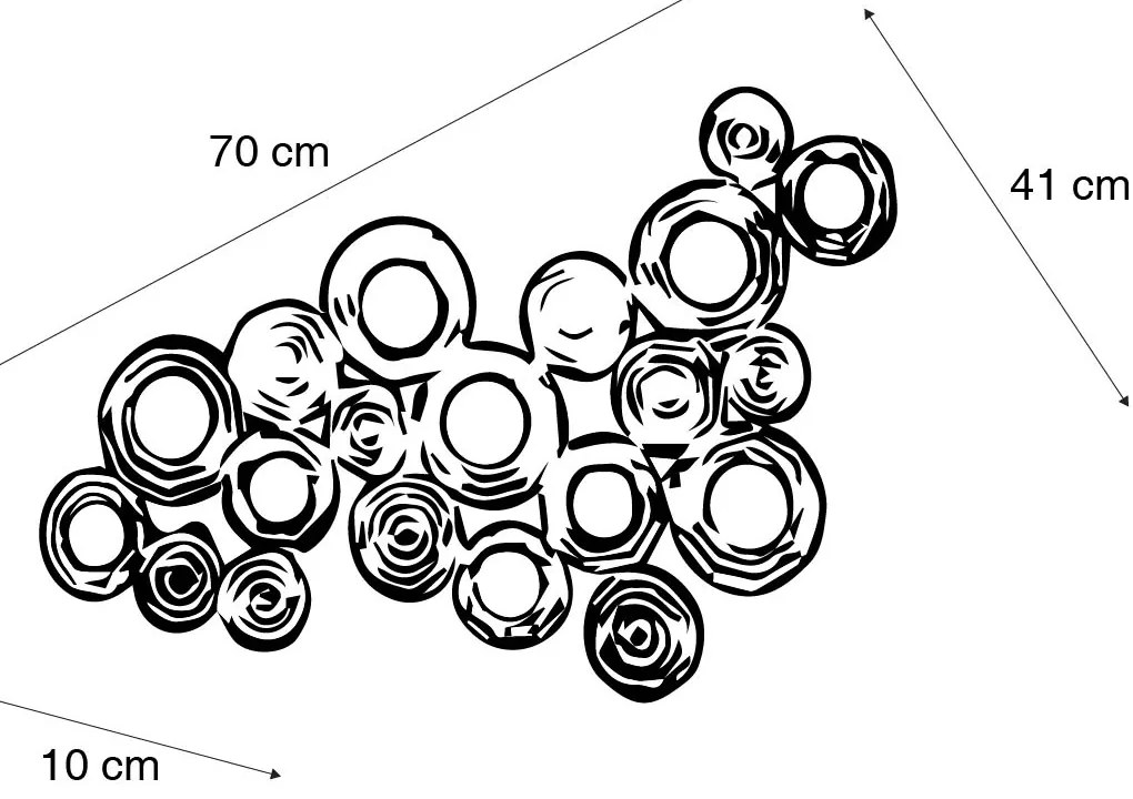 Applique da parete Art Déco in rame 77 cm - Circles