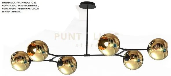 Sara-6 n lampada a soffitto 6 luci solo struttura nero opaco senza ...