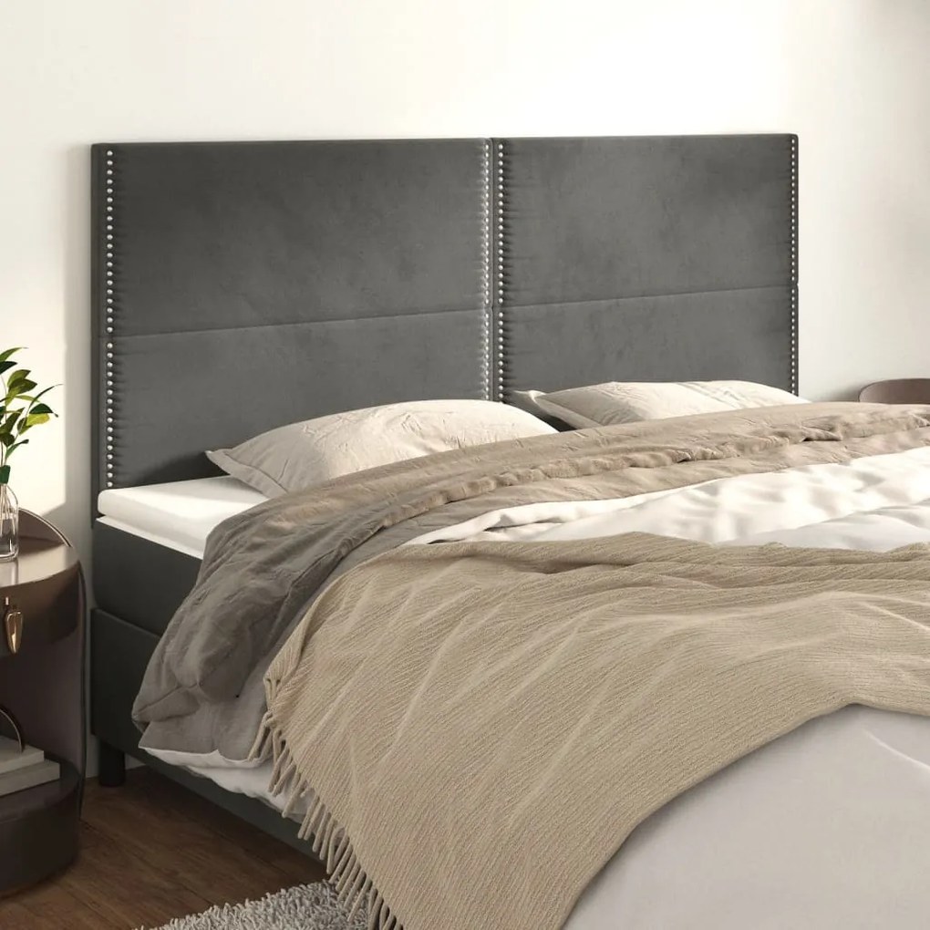Testiere 4 Pz Grigio Scuro 100x5x78/88 Cm İn Velluto /