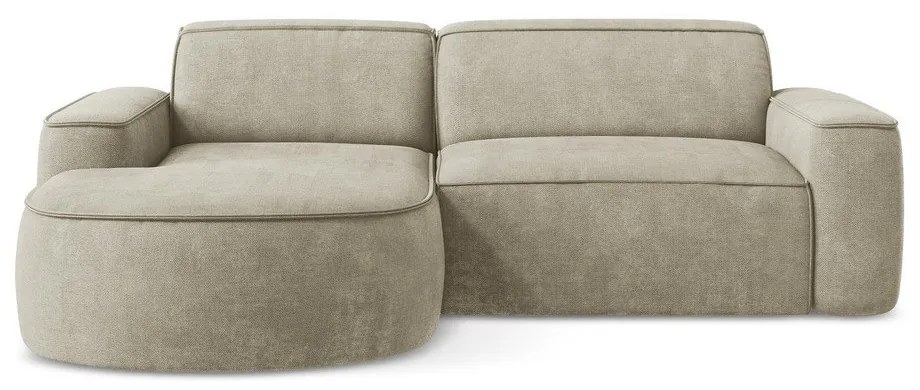 Divano angolare beige (con penisola a sinistra/con chaise lounge) con rivestimento in ciniglia Omao – Makamii
