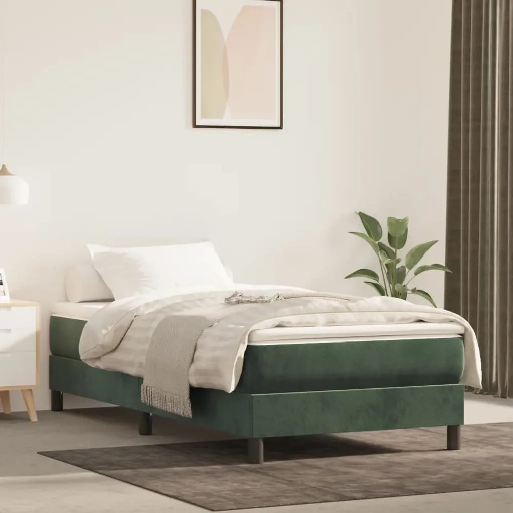 Giroletto Senza Materasso Verde Scuro 90x200 Cm İn Velluto /