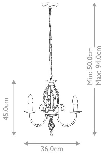Elstead ART3-BLACK - Lampadario a sospensione con catena ARTISAN 3xE14/60W/230V