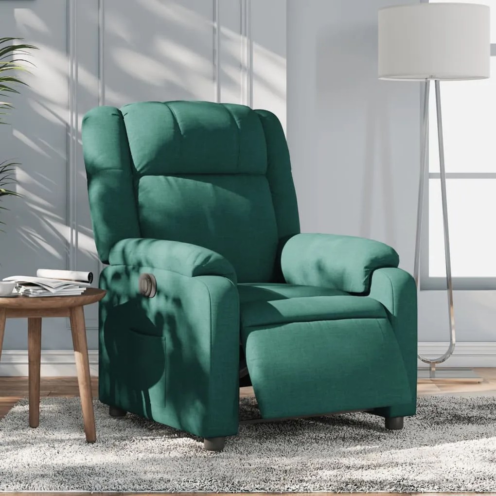 Poltrona Elettrica Reclinabile Verde Scuro İn Tessuto /