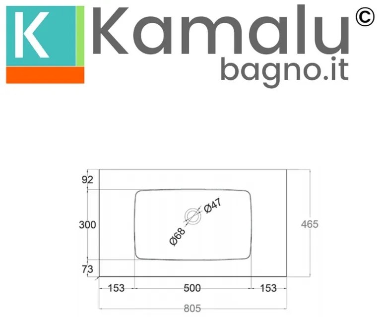 Kamalu - lavabo da incasso per mobili 80,5 cm in keratek bianco opaco | kk-8050bel