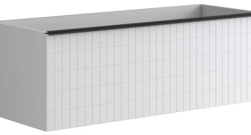 Mobile da bagno sotto lavabo Pixel grid bianco e maniglia alluminio nero laccato opaco L 120 x H 40 x P 45.5 cm 1 cassetto, lavabo non incluso