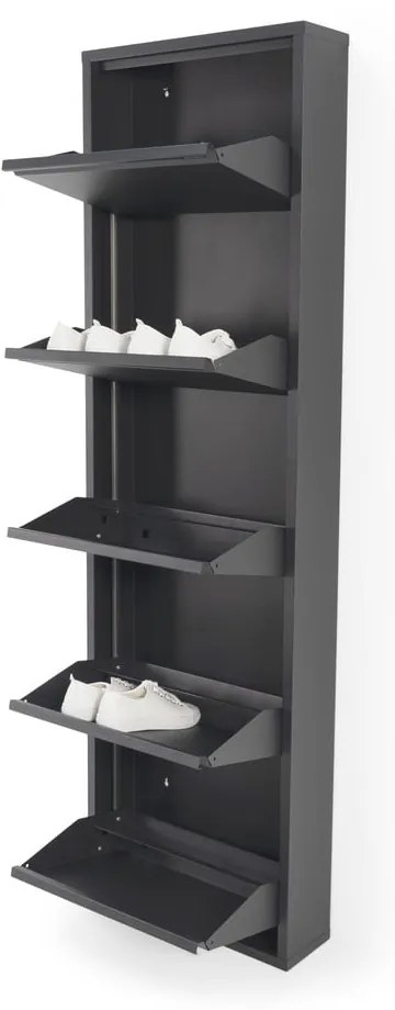 Scarpiera nera in metallo con ante ribaltabili 50x169x15 cm Billy – Spinder Design